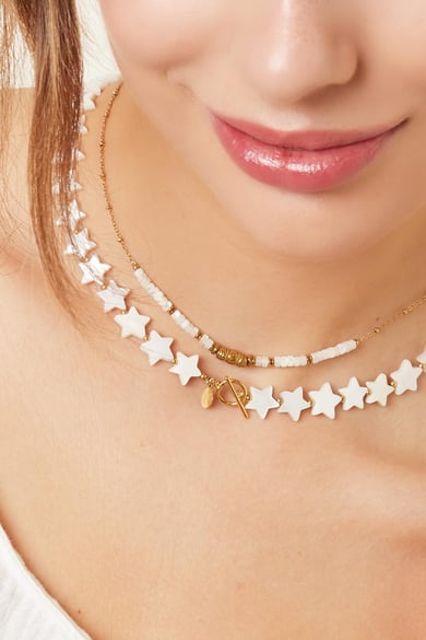 Necklace shell stars - Beach collection White Gold Color Sea Shells h5 Picture3